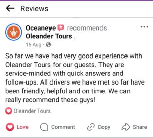 the best travel agency in Sri Lanka - testimonials - oleandertours