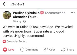 the best travel agency in Sri Lanka - testimonials - oleandertours